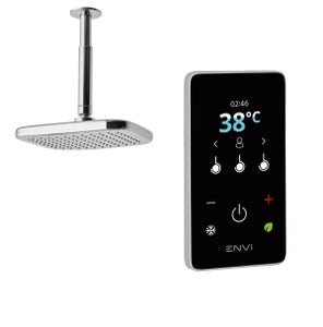 ENVi® Electric Shower With Ceiling Fed Fixed Head Kit - Silver